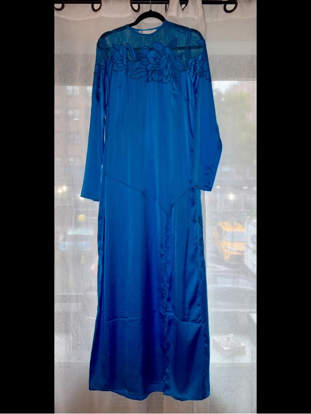 ASOS EDITION embroidered lace paneled long sleeve maxi dress. Cobalt blue. New! - Picture 2 of 5
